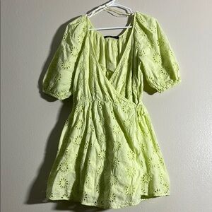 Zara Light Green Eyelet Lace Dress